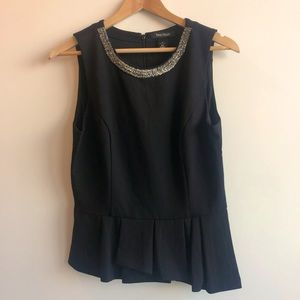 WHBM Beaded Neckline Peplum Top Sz 12